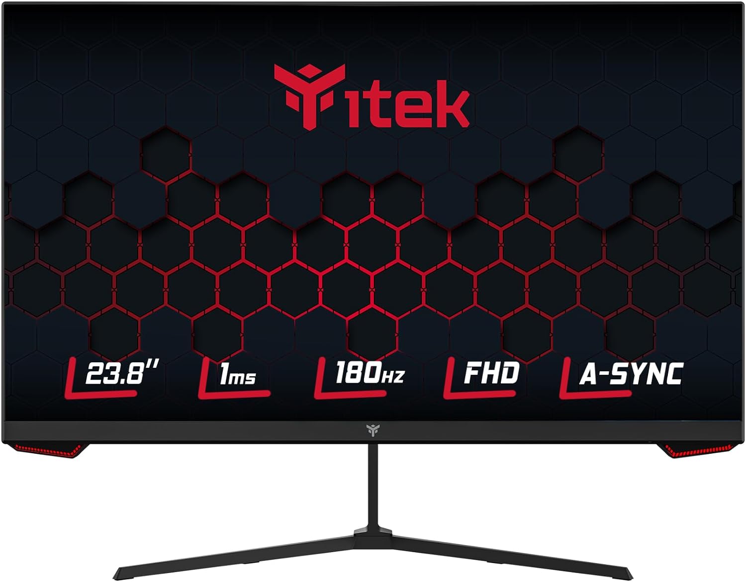 display piatto da 23.8 pollici, con risoluzione FHD 1920x1080 pixels, pannello IPS e struttura frameless su tre lati, tempo di risposta di 1ms MPRT. Frequenza di aggiornamento a 180Hz con Adapt Sync